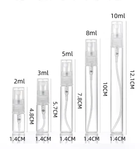 Mini Graduated Bottles 2ml 3ml 5ml 10ml Empty Glass Spray Perfume Containers with Plastic Cap Cylinder Shape