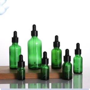 Mini Portable Essential Oil Bottle 0.5 oz 1 oz 2 oz Green Diffuser Glass Oil Dropper Bottle