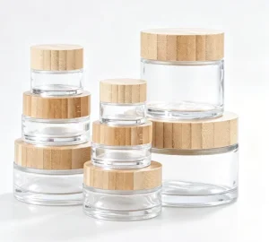 Mini Portable Travel Refill Jars 5g 10g 20g With Bamboo Screw Lids Pocket Size Glass Containers for Eye Cream Balm Samples
