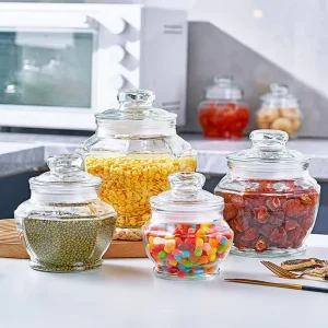 Minimalist Glass Jar with Lid Over 501ml Capacity Durable for Pickle & Dried Fruit Storage