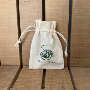 Minimalist Style Recyclable Drawstring Pattern Ornaments Bag Cotton Dust Drawstring Bag
