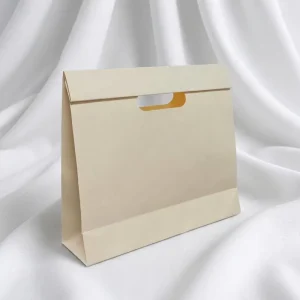 Minimum Order Quantities 100 Pieces Ivory Premium Shopping Paper Bags Cut Out Handle Personal Logo Accept Beige Gift Paper Bags