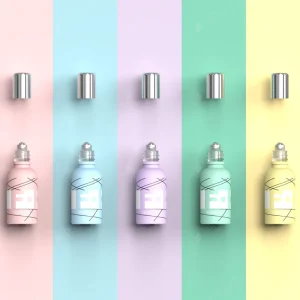Mix Color Matte Roller Bottles for Essential Oils with Screw Neck Plastic Lid Empty Roll on Glass Bottle