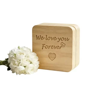 Modern Bamboo Wooden Eco Friendly Biodegradable Pet Casket with Photo Frame for Dogs Cats Commemorative Memorial Box