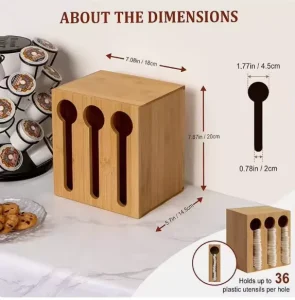 Modern Precision Made Lightweight Bamboo Wood Multifunction Storage Box for Kitchen Three Hole Spoon Chopsticks Restaurant