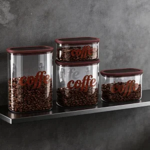 Modern Square Glass Storage Jar with Large Capacity for Organizing Spices and Grains
