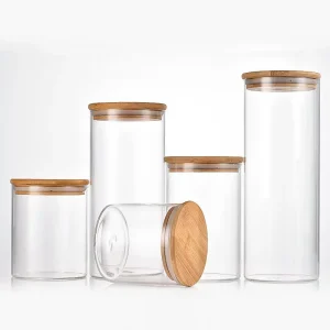 Modern Style Food Moisture Proof Glass Storage Container Round High Borosilicate Glass Spice Sealed Jar With Lid