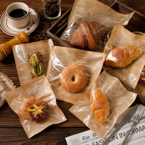 Moisture Proof Gravure Printed Bread Bags Disposable Food Packaging Kraft Paper Bags for Toast Doughnuts