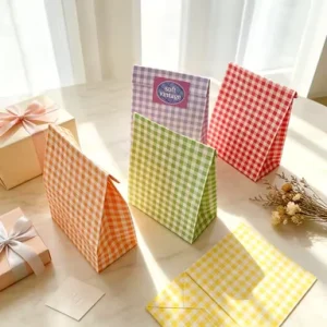 Multi Color Checkered Kraft Bag Bulk Order Available Perfect for Corporate Gifts & Promotions