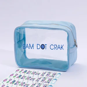 Multi Use Extra Large Blue clear PVC Plastic Waterproof Mahjong Tiles Cosmetic Travel Pouch Toiletry Storage Bag