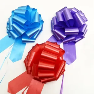 Multi color Red Large Printed Gift Solid Ribbon Printings Plastic Pull Bow for Decoration