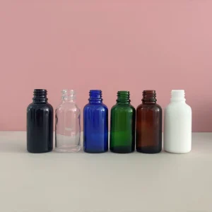 Multi colored Glass Bottles Round shoulder Glass Bottles Dropper Glass Bottles Spray Glass Bottles for Cosmetic Essential Oil