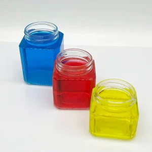 Multi facet Square Clear Glass Jar for Honey Cosmetic Wine Tea Storage