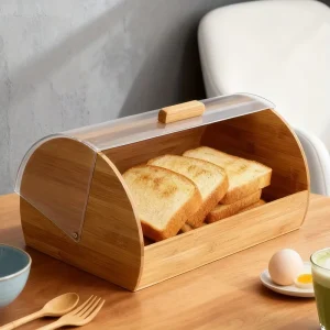 Multi functional Bamboo Bread Box for Home Use Countertop Placement