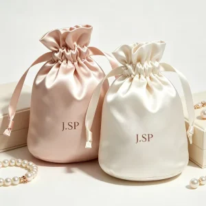 Multi size Custom Round Bottom Satin Bag Silk Bags Drawstring Dust Bag for Perfume Bottles Lipstick Cosmetic Sample Gifts