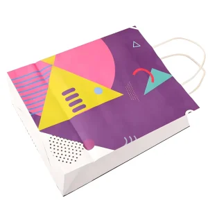 Multi size Optional Brown Kraft Cotton Handle Offset Printed Logo Apparel Retail Display Kraft Paper Bag