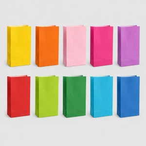 Multicolor Macaron Kraft Paper Square Bottom Bags Ready Stock Custom Logo Packaging Bags for Events Holidays Parties