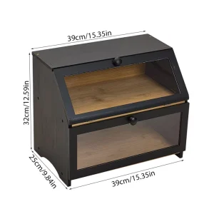 Multifunction Large Capacity Loaf Bread Storage Container Bin 3 Colors Bread Storage Black Wood Bamboo Bread Box