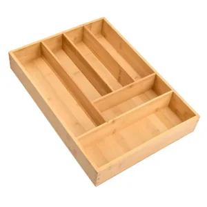 Multifunctional Custom logo Bamboo Wood Cutlery Box Bamboo Cutlery Tray