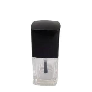 N2025 Shiny Black Square Plastic Cap UV Paint Cosmetic Glass Nail Polish Oil Bottle 12 ml Customized Size