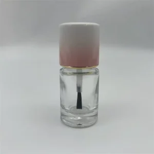 N2142 Factory Eco friendly Recyclable Clear Glossy Glass Bottle Flat Shape Roll on Sealed for Nail Polish Oil