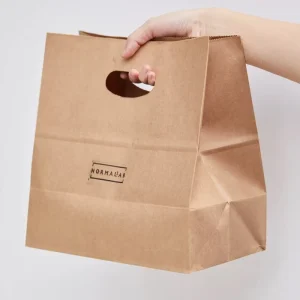 Natural 6″ X 11″ X 11″ Recyclable Brown Kraft Paper Bags Takeout Tote Gift Food Service Bags with Die Cut Handles