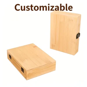 Natural Bamboo Flip Storage Box with Metal Latch Bamboo Wood Storage Box