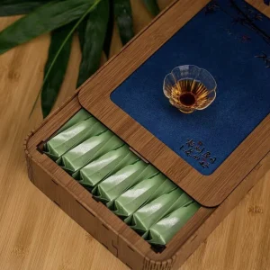 Natural Bamboo Slide Drawer Tea Gift Box, Laser Engraved Chinese Bamboo Calligraphy Wooden Tea Packaging Case