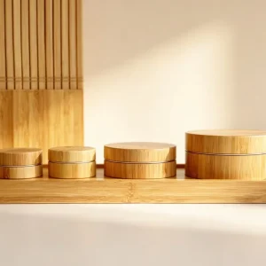 Natural Bamboo Wooden Cosmetic Jars Empty Aluminum Tin & Portable Refillable Containers for Face Cream, Balm & Skincare