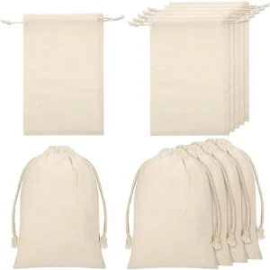 Natural Blank Cotton Drawstring Bag Reusable Organic Cotton Muslin Pouch Custom Logo Gift Packaging Cotton Dust Storage Bag