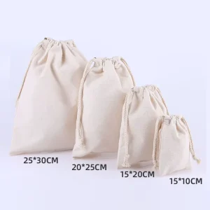Natural Color Drawstring Dust Bag Canvas Drawstring Gift Bags Muslin Drawstring Pouch With Custom Logo