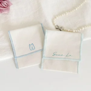Natural Cotton Envelope Pouch Custom Logo Flap Gift Bag Jewelry Sachet Handmade Soap Beauty Makeup Packaging Storage Dust Sack