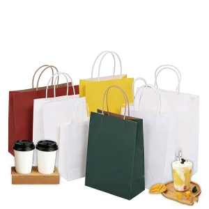 Natural Durable Eco Conscious Kraft Paper Bags for Caf Takeaways Event Giveaways with Custom Printing and Reusable Design