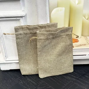 Natural Linen Dust Bags Jewelry Packaging Pouches Linen Gift Drawstring Bag Cotton Storage Bag