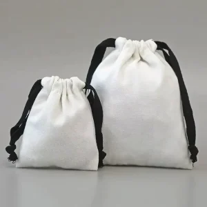 Natural Reusable Breathable Large Capacity Jewelry Packaging Travel Shoe Dust Proof Canvas Cotton Drawstring Bag with Black Cord