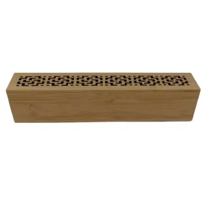 Natural Unfinished Bamboo Wood Box with Engraved Lift Lid for Packaging