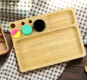 Natural Wooden Bamboo Hotel Service Eco friendly Tray Rectangle Tobacco Storage Smoking Accessory Wooden Tray