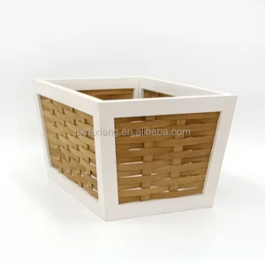 Natural Woven Wooden Basket Bamboo Bread Organize Boxes with Handle