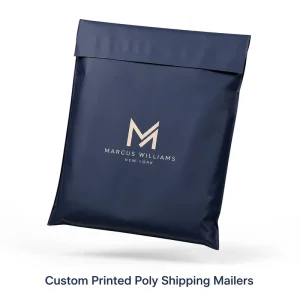 Navy Matte Custom Logo PE Poly Mailers 60 Microns Waterproof Self Seal Courier Bags Minimal Printed Shipping Envelopes Carton