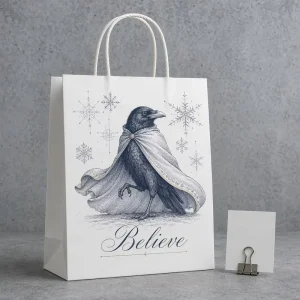 Neutral Base Custom White Kraft Paper Bags Christmas Themed Recycled Containers Made for Flexible Seasonal Customization Work