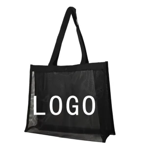 Neutral Mesh Tote Bag Large Capacity Multi Pocket Beach Bag Unisex Everyday Grocery Swim Tote Lightweight Net Shopping Bag