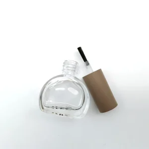 New Clear Glass Nail Polish Bottle Cylinder Shape White Screw Cap Built in Brush Screen Printing Customized Color Custom Logo