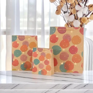 New Creative Polka Dot Color square Bottom Paper Bag Pack Gift Wrapping Paper Bags Party Goody Bags