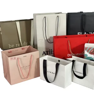 New Custom Cosmetic Fancy Gift Bags with logo Shopping Bag Hard Paper Bag for Christmas Customized