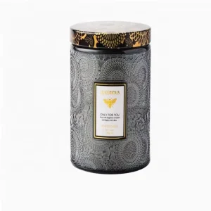 New Design Luxury Colorful Embossed Iridescent Holographic Candle Glass Jars With Lids
