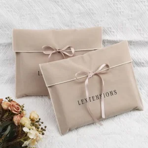 New Design Luxury Velvet Suede Cosmetic Clothes Shoes Packaging Dust Bags Envelope Wig Hair Extensions Storage Suede Bag
