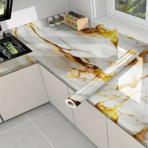 New Design PVC Gold Peel Stick Foam Marble Ceiling Luxury Kitchen Wall Paper Eco Friendly Waterproof Self Adhesive Protective