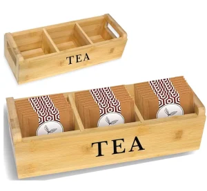 New Explosion Bamboo Tea Organizer Box Wooden Storage Chest 3 Slot Tea Holder Modern Luxury Sustainable Multifunction for Home