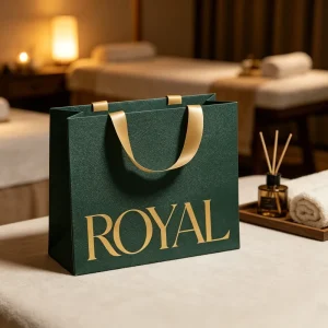 New Luxury pink Custom logo Boutique Paper Bag Promotional Shopping Cardboard Paper Gift Bags with Ribbon Handles