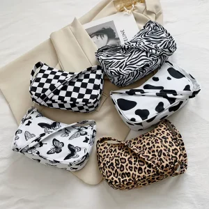 New Minimalist Women’s Bag Cute and Fashionable Handbag Diverse Printed Pattern Nylon Shoulder Bag